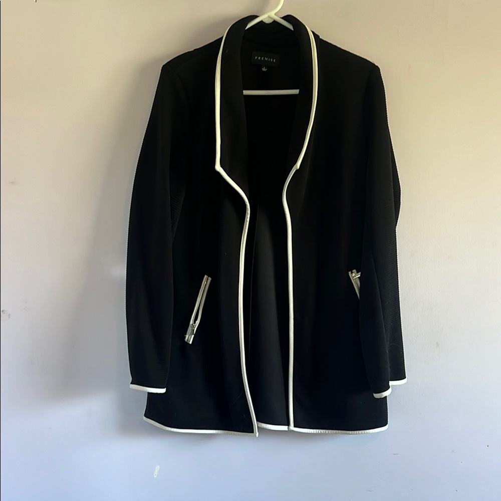 Premise Black and White Contrast Trim Blazer